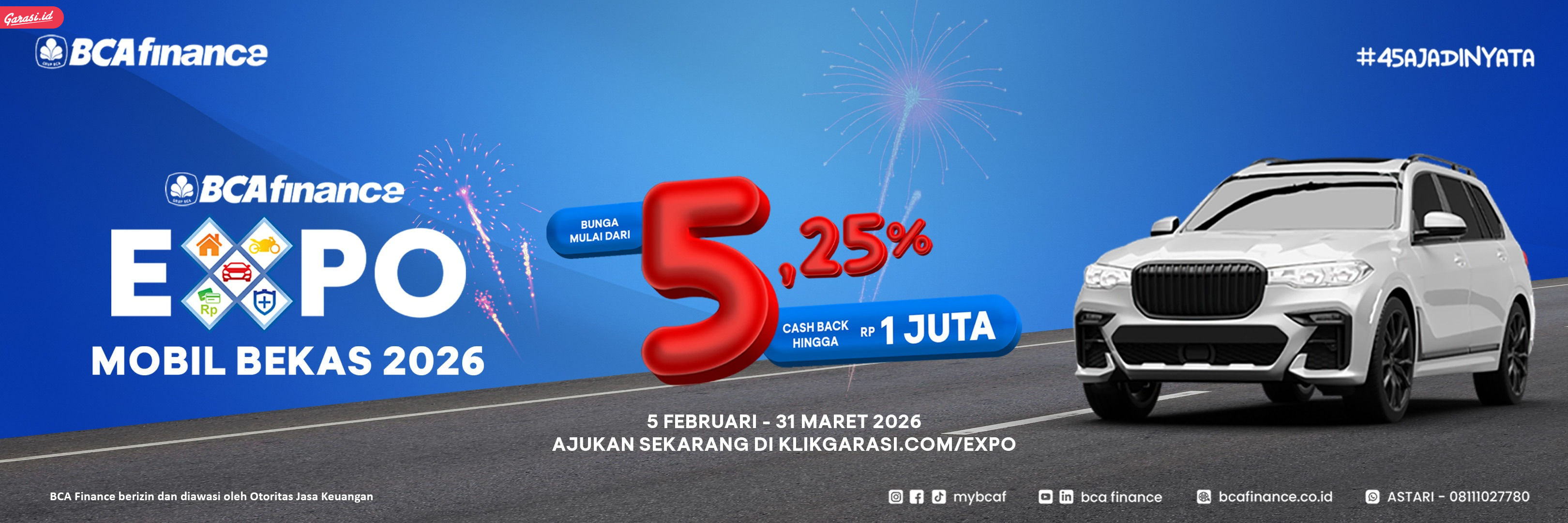 Cari Mobil Bekas Cicilan Ringan? Cek Expo BCA Finance, Ada Bunga mulai dari 5,25% dan Cashback!