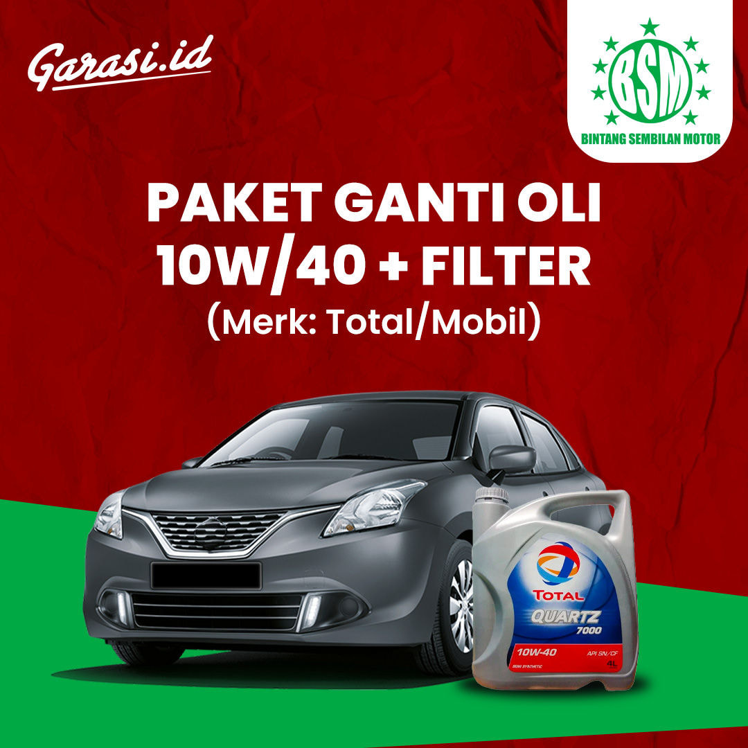 Paket Ganti Oli 10W/40 + Filter (Total/Mobil)