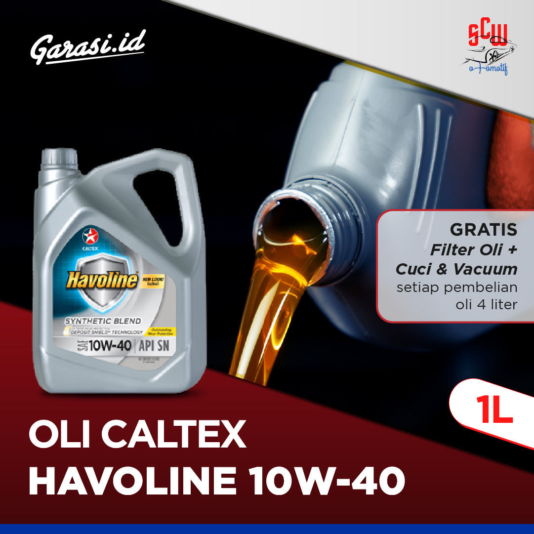 Oli Havoline Caltex 10W/40 1 Liter (Gratis Filter Oli + Cuci & Vacum dengan Pembelian 4 Liter) - Khusus Bekasi