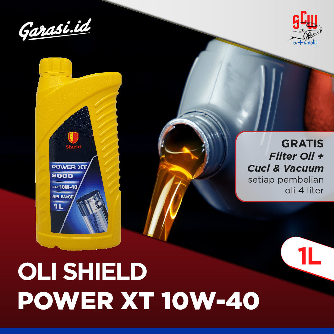 Oli Sheild Power XT 10W/40 1 Liter (Gratis Filter Oli + Cuci & Vacum dengan Pembelian 4 Liter) - Khusus Bekasi