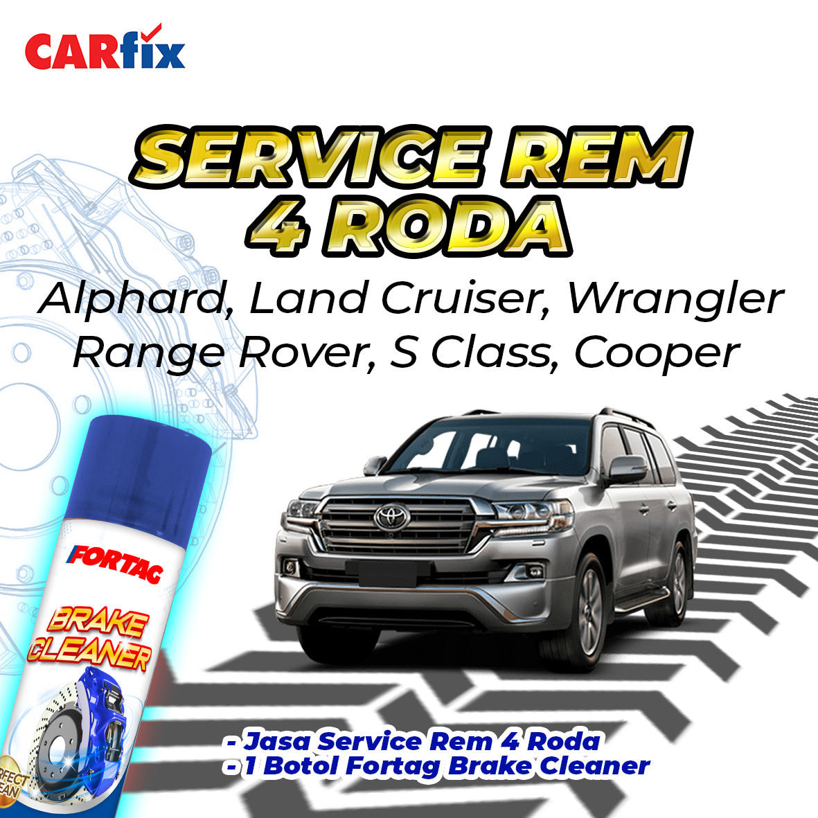 SERVICE REM 4 RODA Alphard, Range Rover, Mini Cooper, Wrangler Area Jabodetabek & Jabar