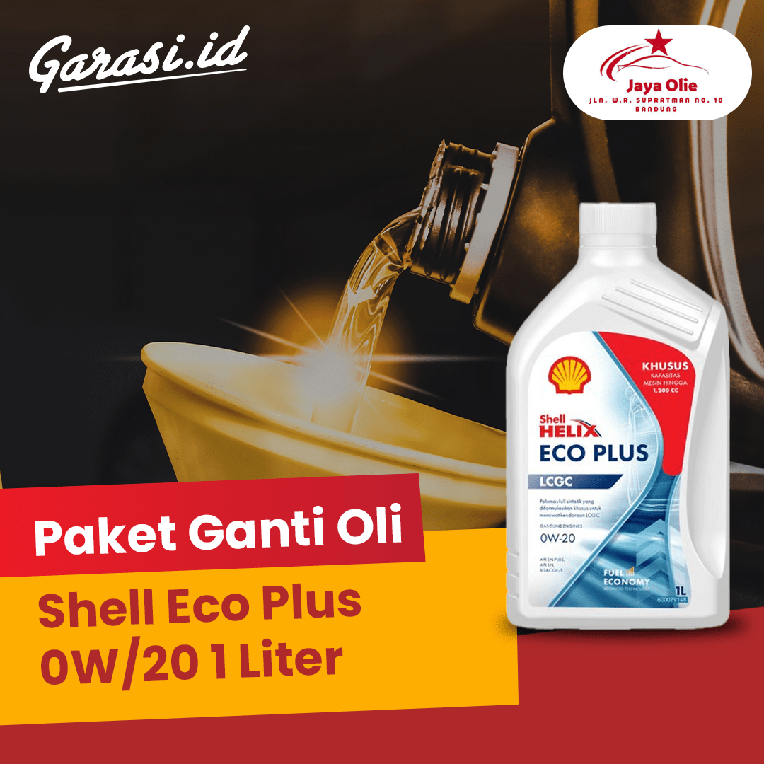 Paket Ganti Oli Shell Eco Plus 0W/20 1 Liter