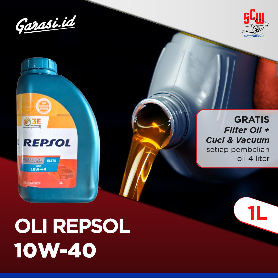 Oli Repsol Inject 10W/40 1 Liter (Gratis Filter Oli + Cuci & Vacum dengan Pembelian 4 Liter) - Khusus Bekasi