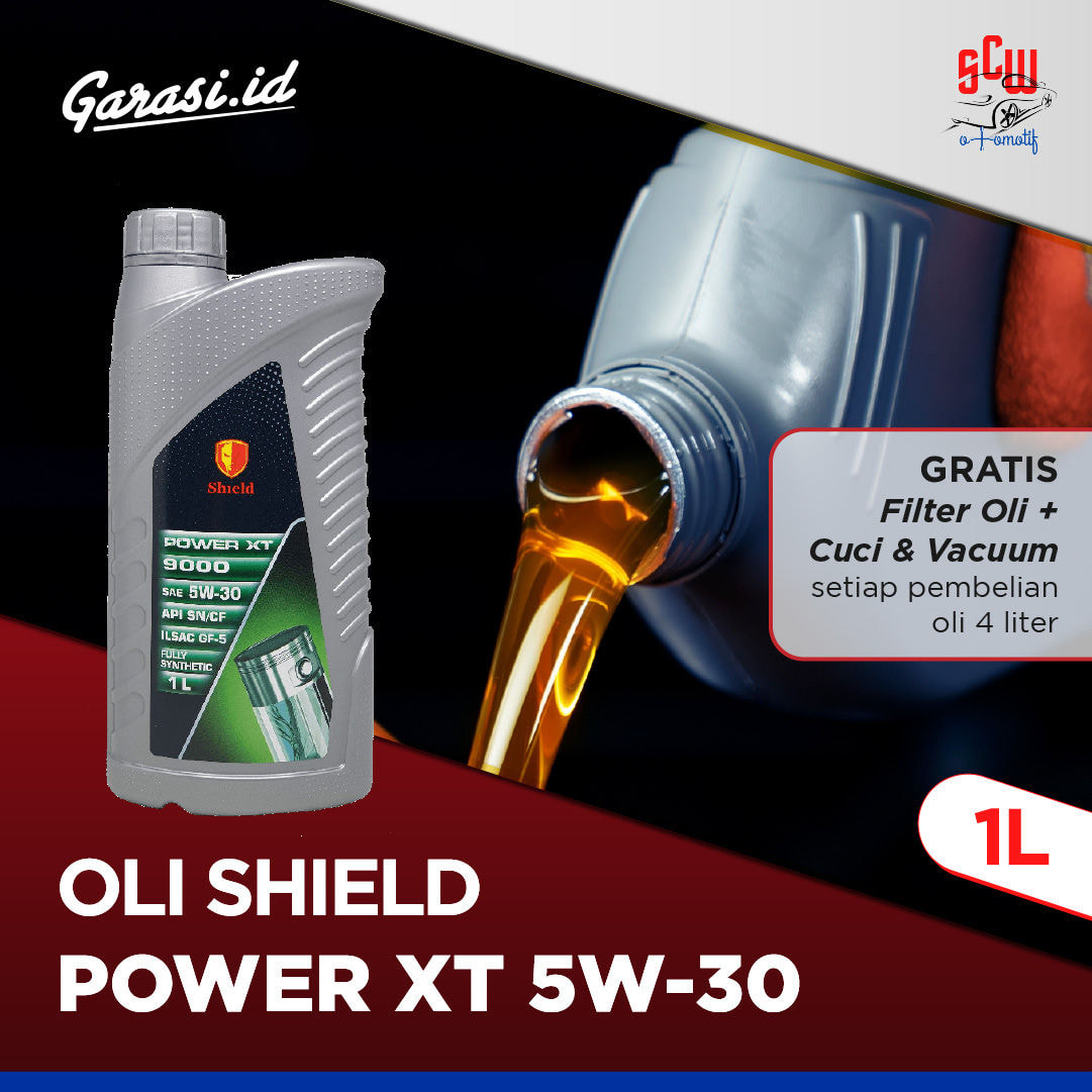 Oli Sheild Power XT 5W/30 1 Liter (Gratis Filter Oli + Cuci & Vacum dengan Pembelian 4 Liter) - Khusus Bekasi