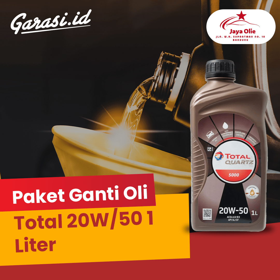 Paket Ganti Oli Total 20W/50 1 Liter