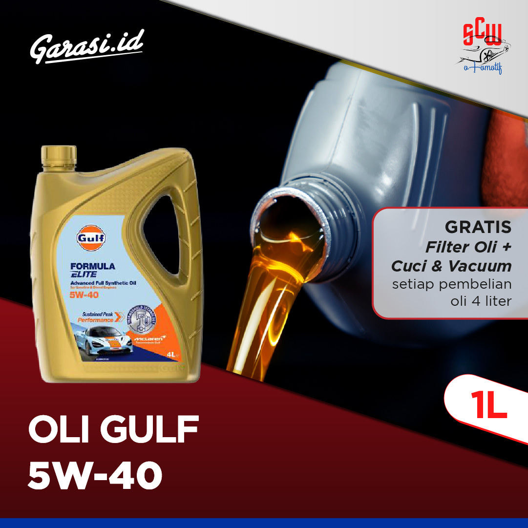 Oli Gulf 5W/40 1 Liter (Gratis Filter Oli + Cuci & Vacum dengan Pembelian 4 Liter) - Khusus Bekasi