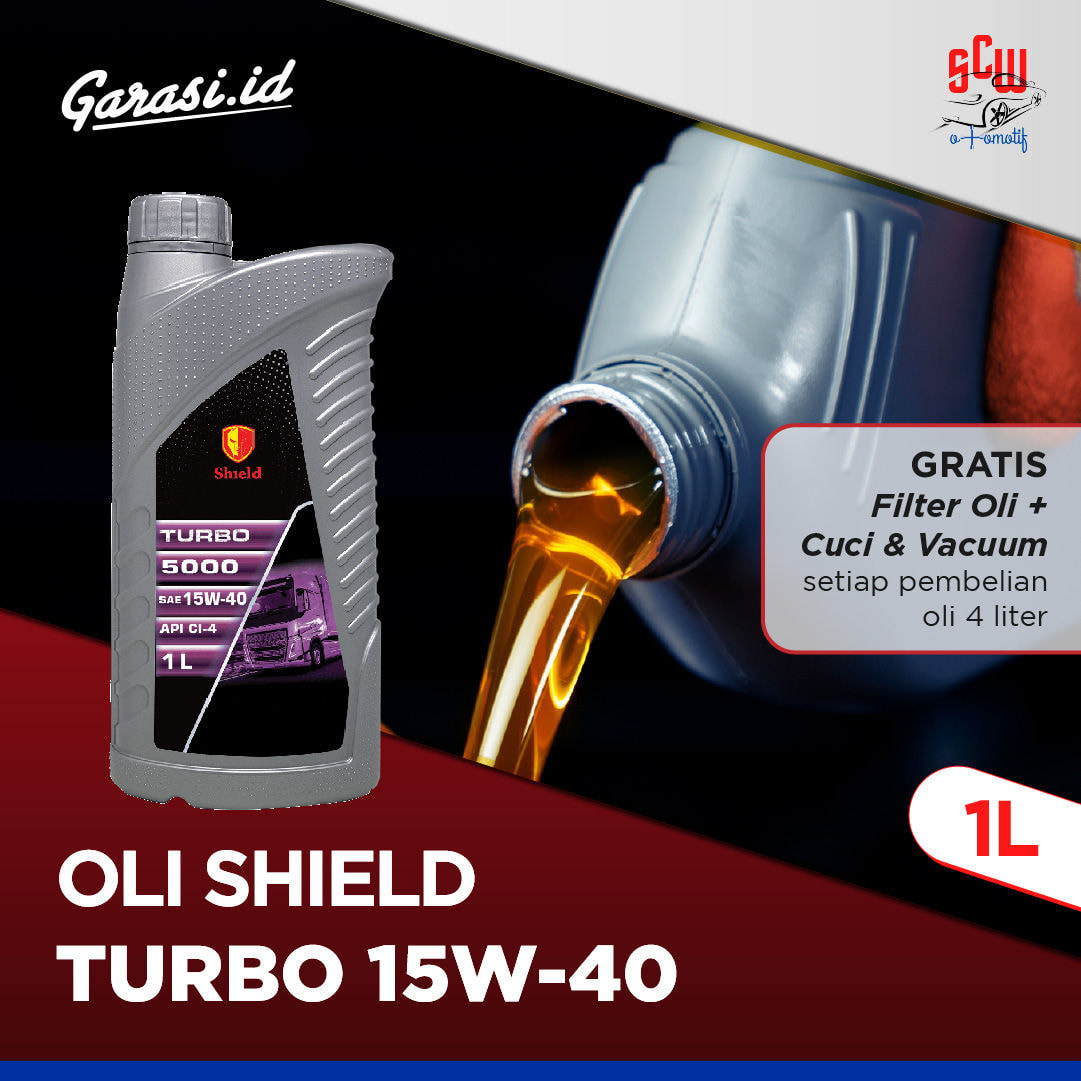 Oli Sheild Turbo 15W/40 1 Liter Diesel (Gratis Filter Oli + Cuci & Vacum dengan Pembelian 4 Liter) - Khusus Bekasi
