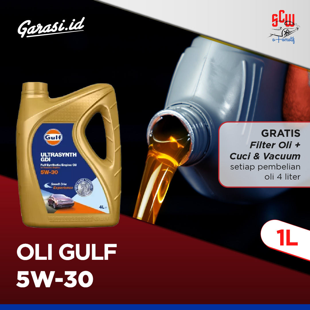 Oli Gulf 5W/30 1 Liter (Gratis Filter Oli + Cuci & Vacum dengan Pembelian 4 Liter) - Khusus Bekasi