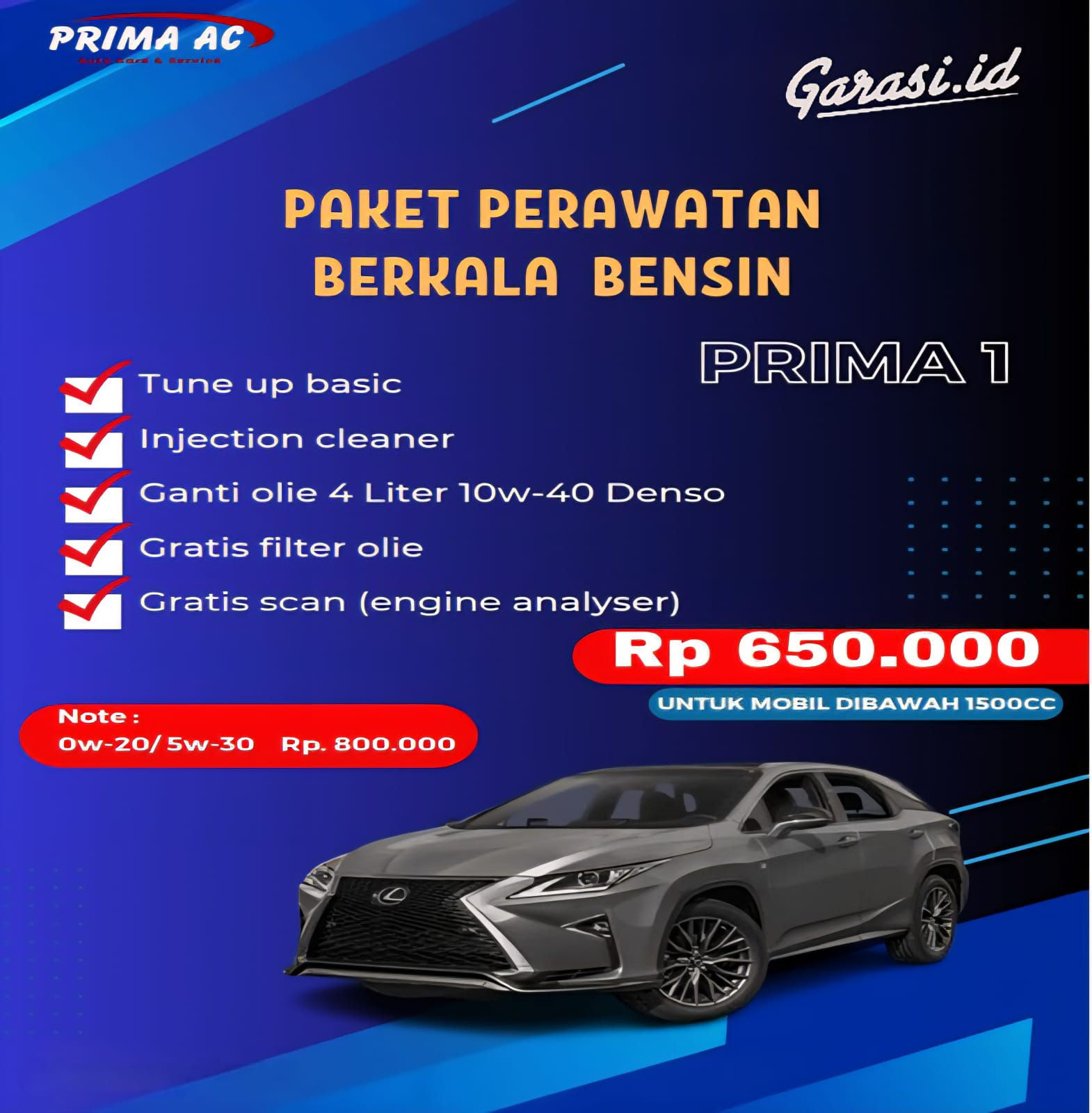 Paket Perawatan Berkala  Bensin (PRIMA 1)