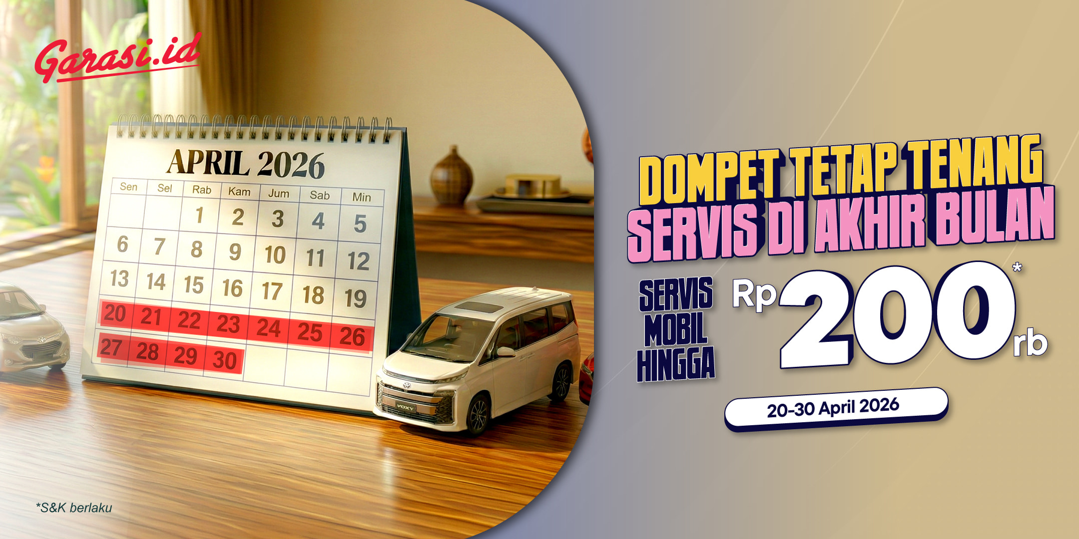 **Payday Deal! Servis mobil hingga Rp200.000 di berbagai area.**