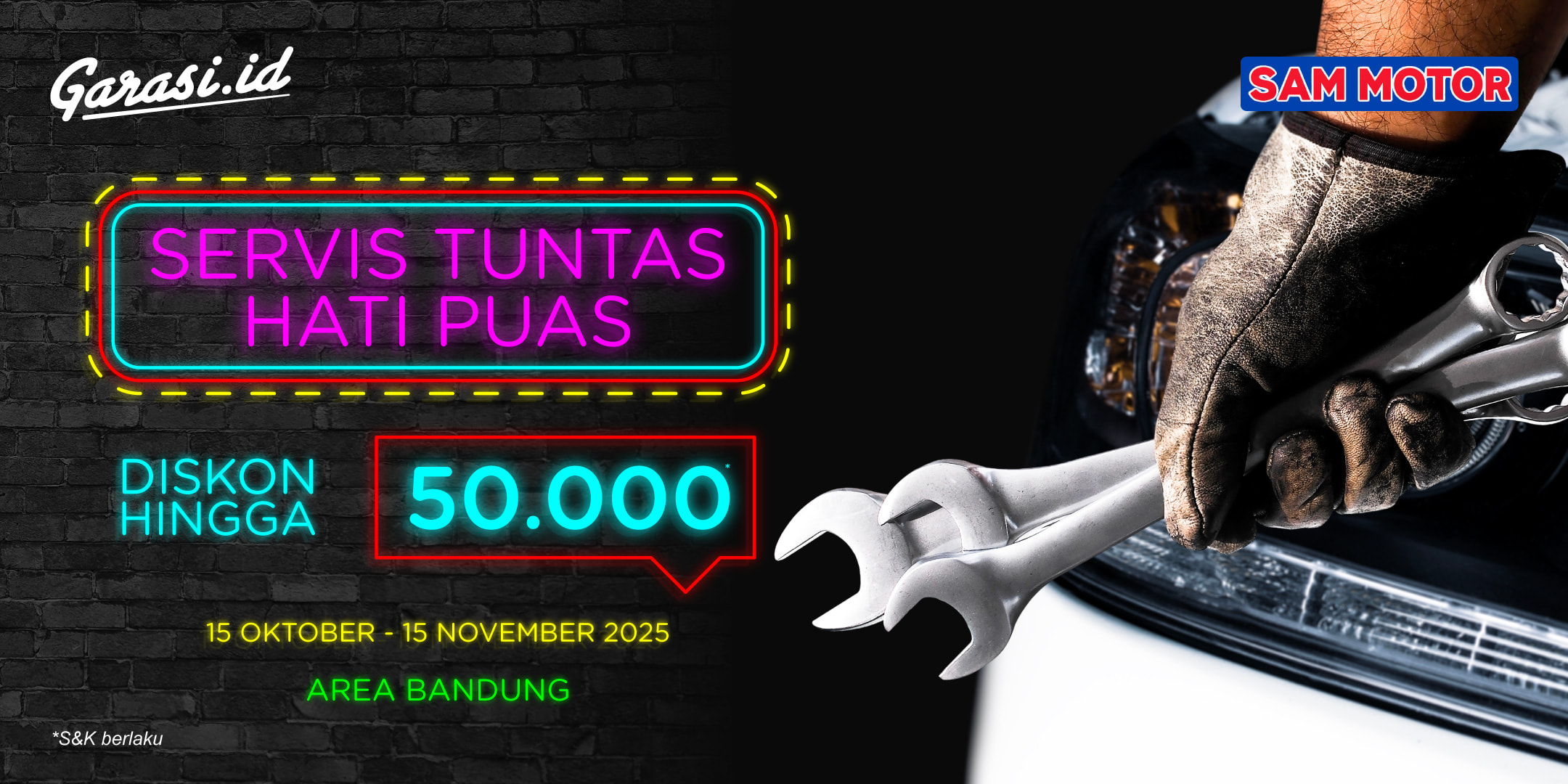 Nikmati servis mobil lebih hemat hingga Rp50.000 di SAM Motor khusus warga Bandung! Nikmati servis mobil lebih hemat hingga Rp50.000 di SAM Motor khusus warga Bandung!