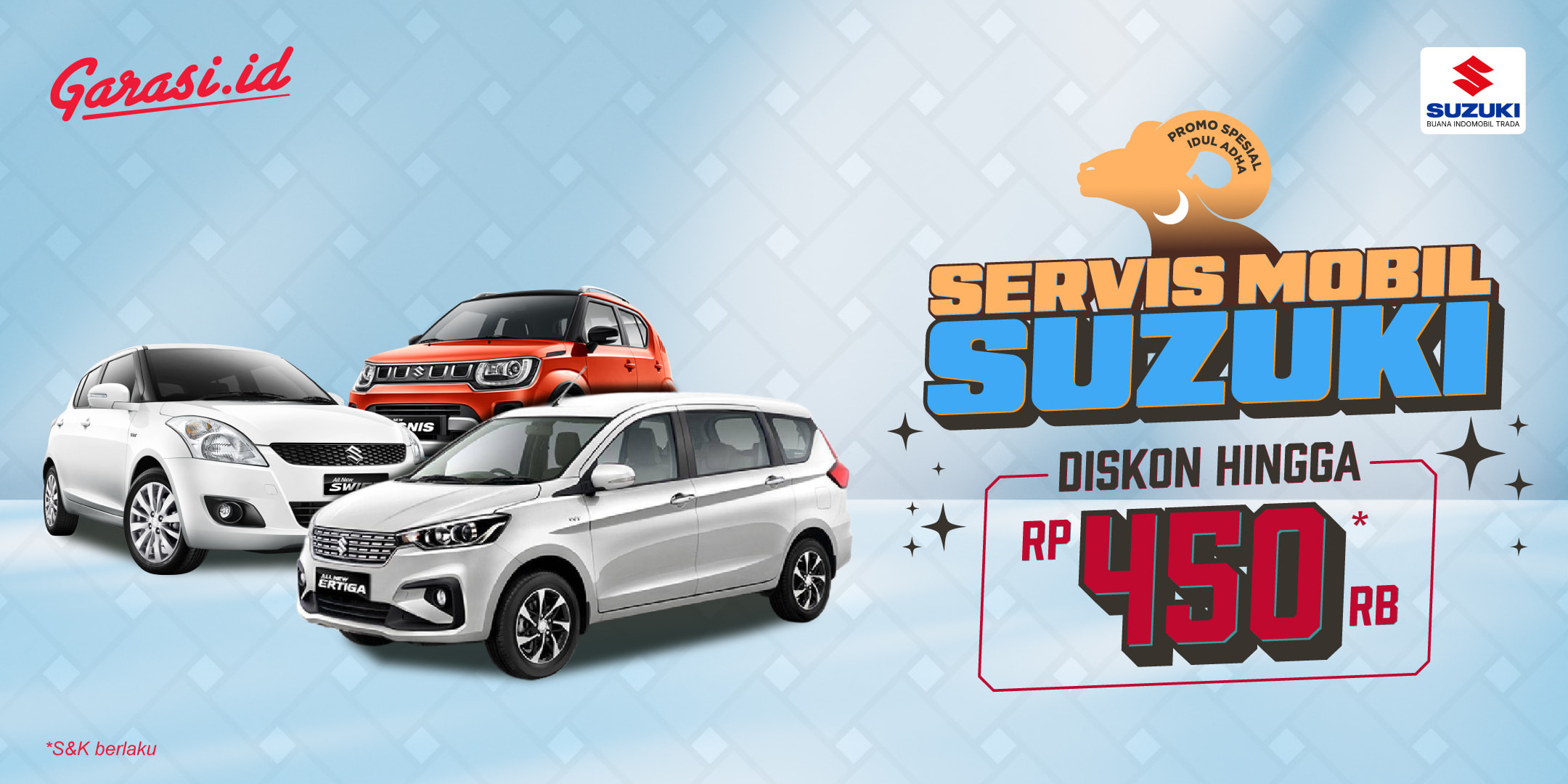 **Detail Promo**
* Promo : Servis mobil Suzuki Diskon hingga Rp600.000
* Servis: Servis Berkala, Spooring Balancing, Servis rem, Engine Care, Flushing Oli Matic, Servis AC
* Dealer Suzuki Buana Trada : Jadetabek, Semarang, Malang, Surabaya, Bali, Ternate, Pekanbaru