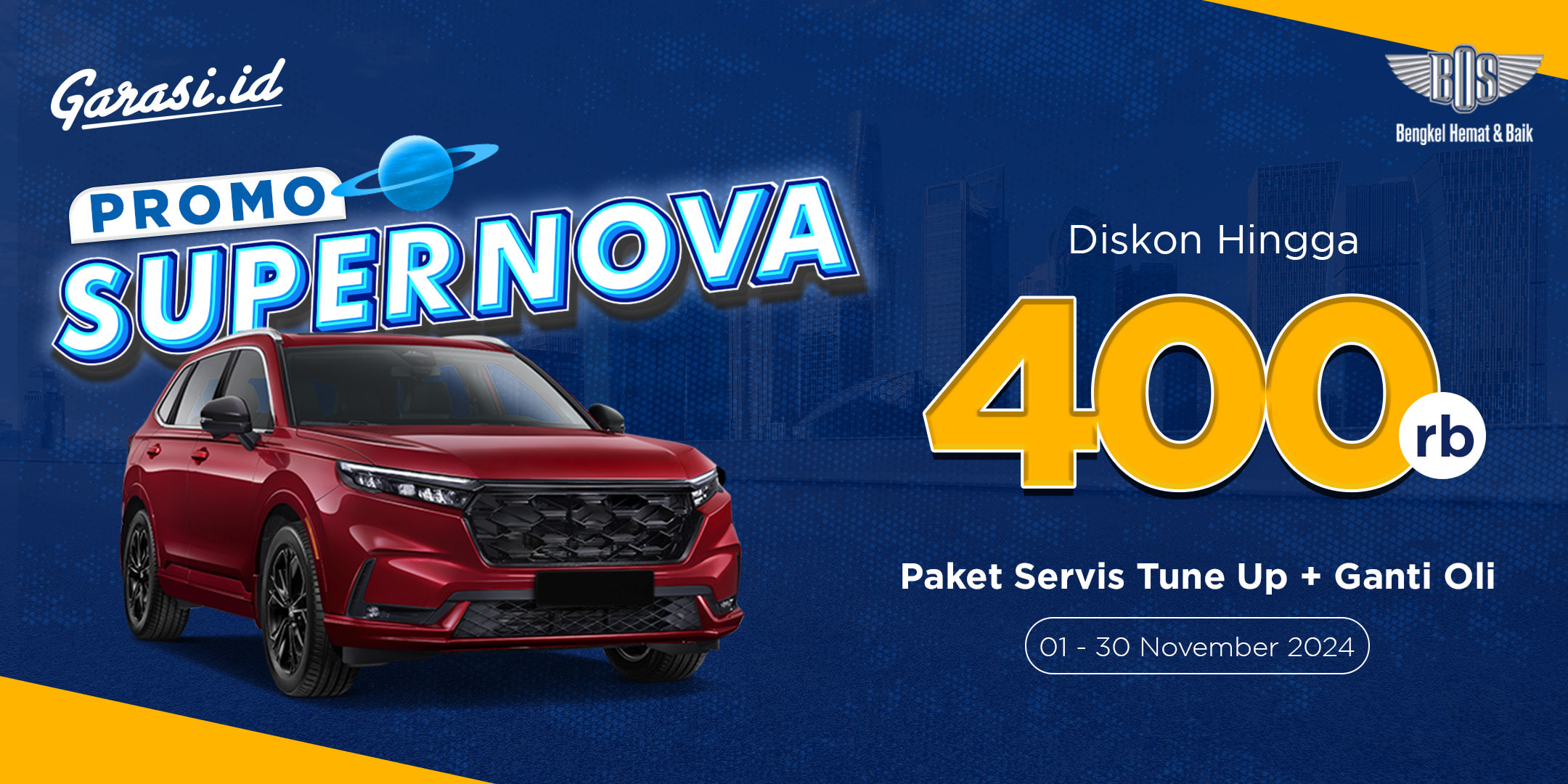 **Paket Promo Servis Tune Up + Ganti Oli**di Bengkel BOS, diskon hingga **Rp400.000!**