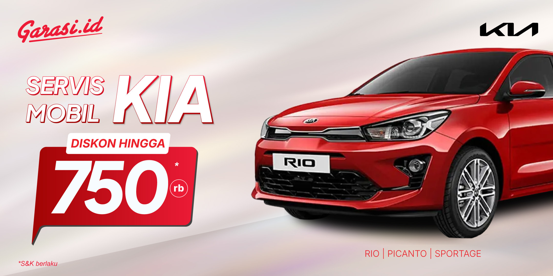 Nikmati harga khusus untuk servis mobil **Kia Rio, Picanto, Sportage diskon hingga Rp750.000.** Nikmati harga khusus untuk servis mobil **Kia Rio, Picanto, Sportage diskon hingga Rp750.000.**