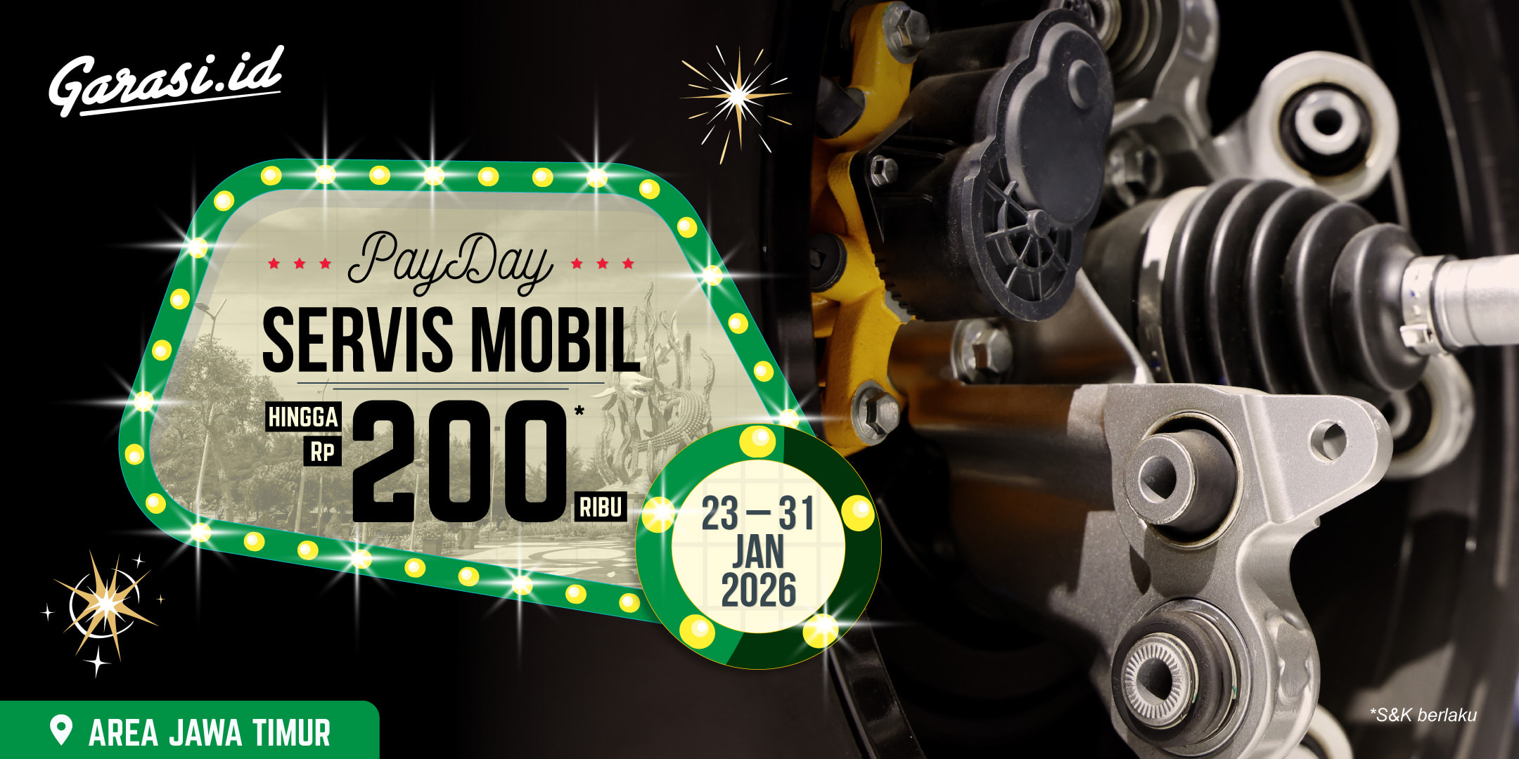 Khusus area **Jawa Timur**, dapatkan perawatan mobil hingga **Rp200.000**