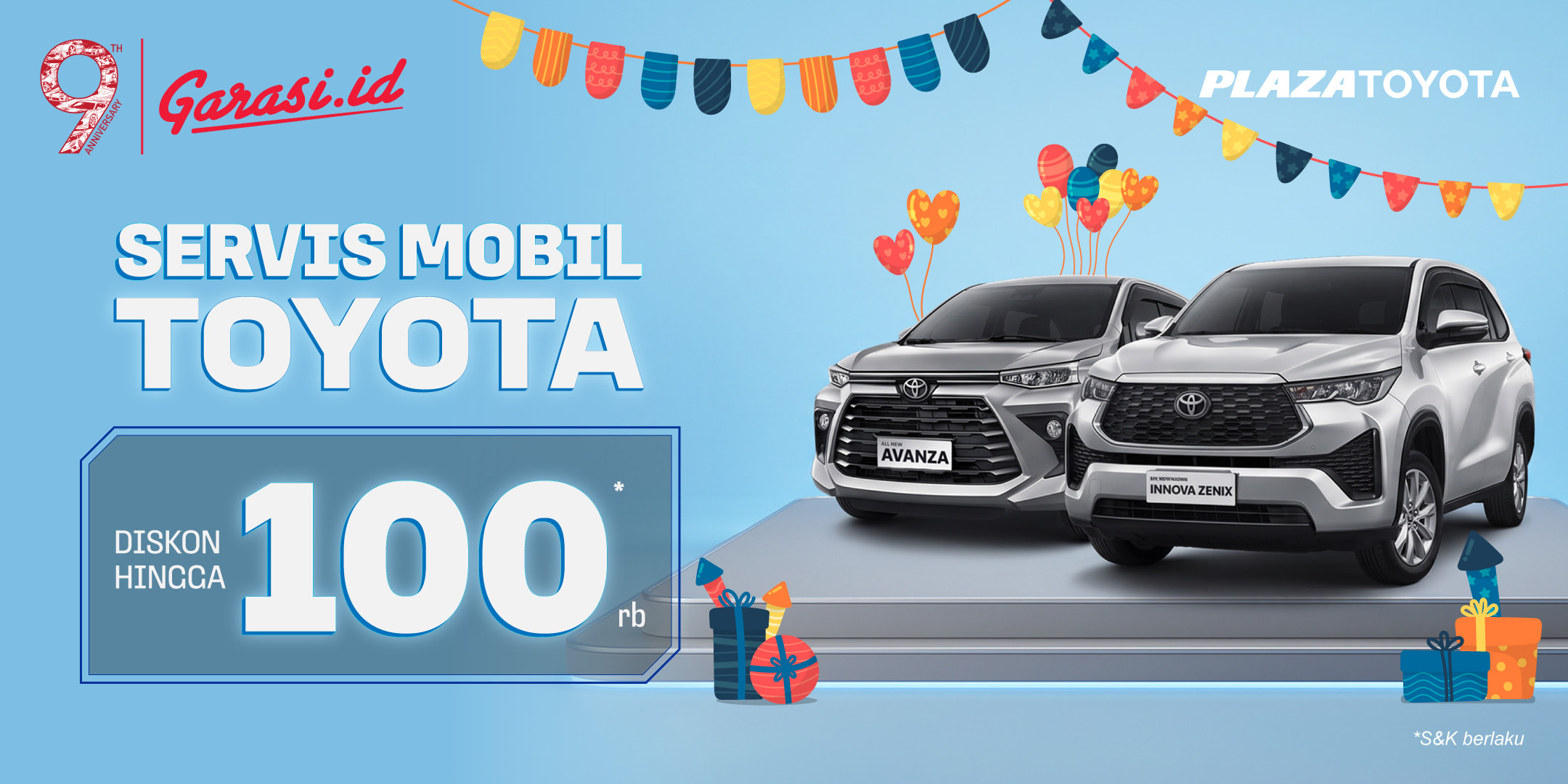Nikmati harga khusus untuk servis mobil **Plaza Toyota diskon hingga Rp100.000.**