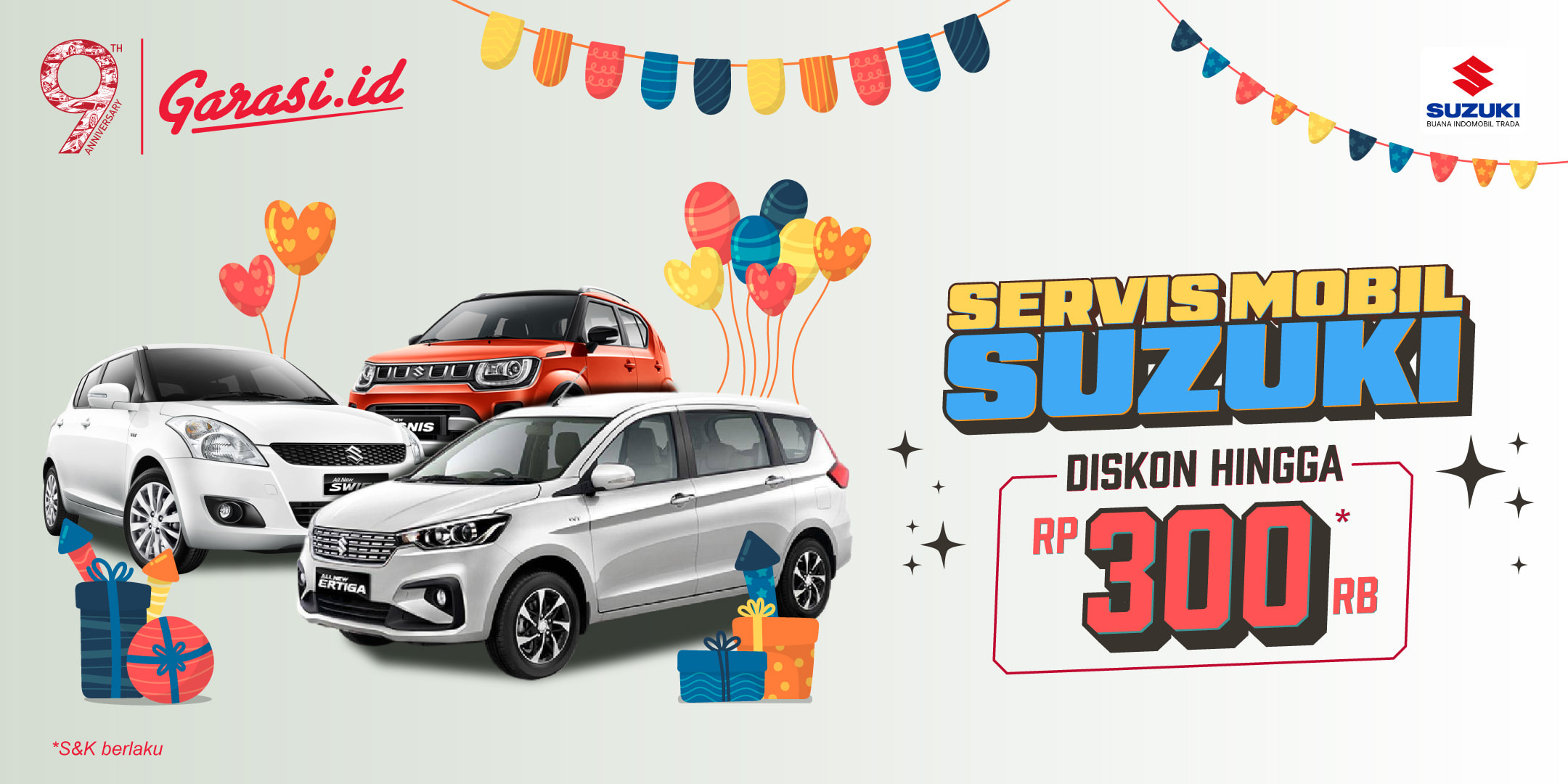 Nikmati harga khusus untuk servis mobil **Suzuki diskon hingga Rp300.000.**