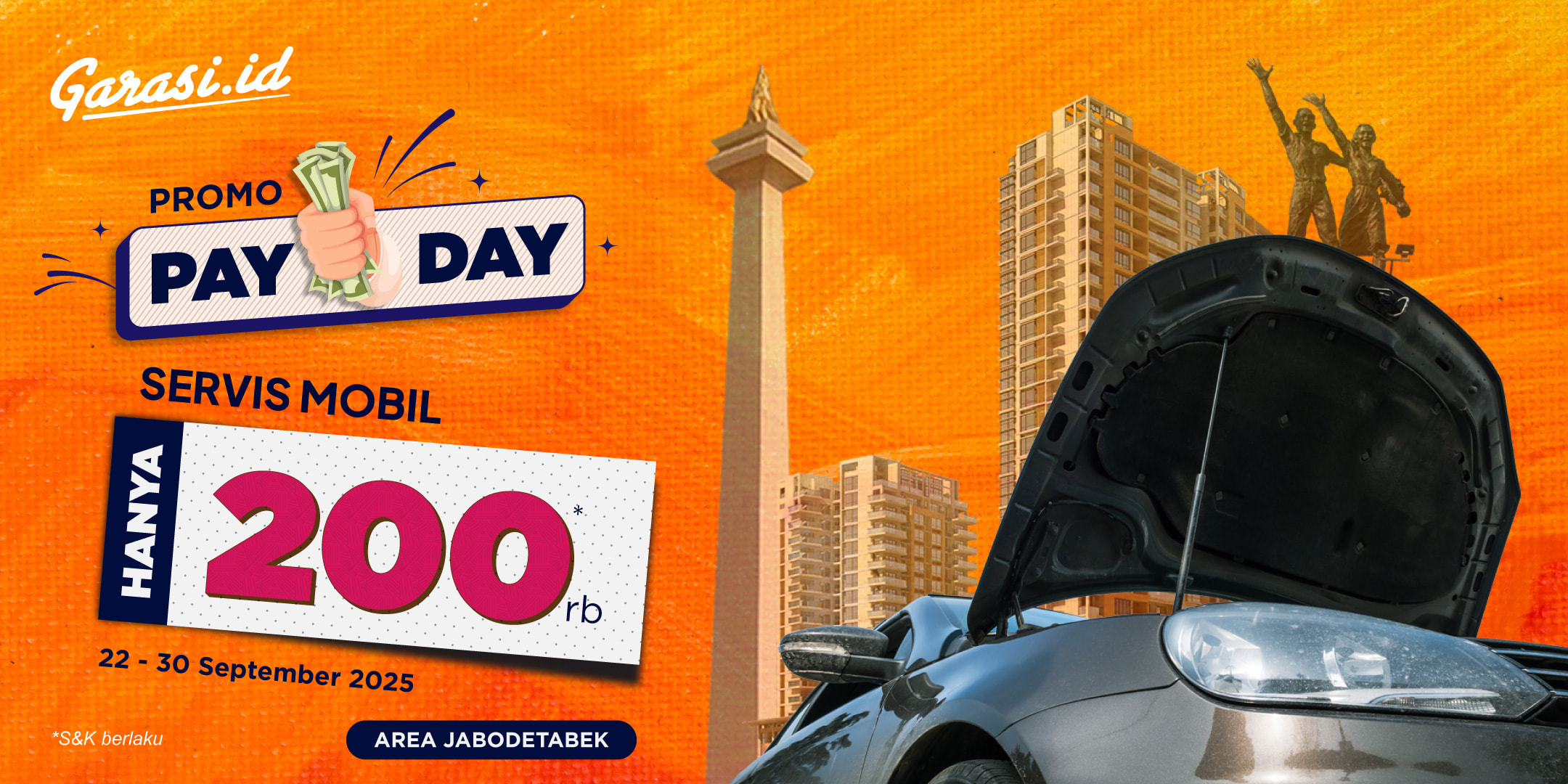 Khusus area **Jabodetabek**, dapatkan perawatan mobil hanya dengan **Rp200.000**