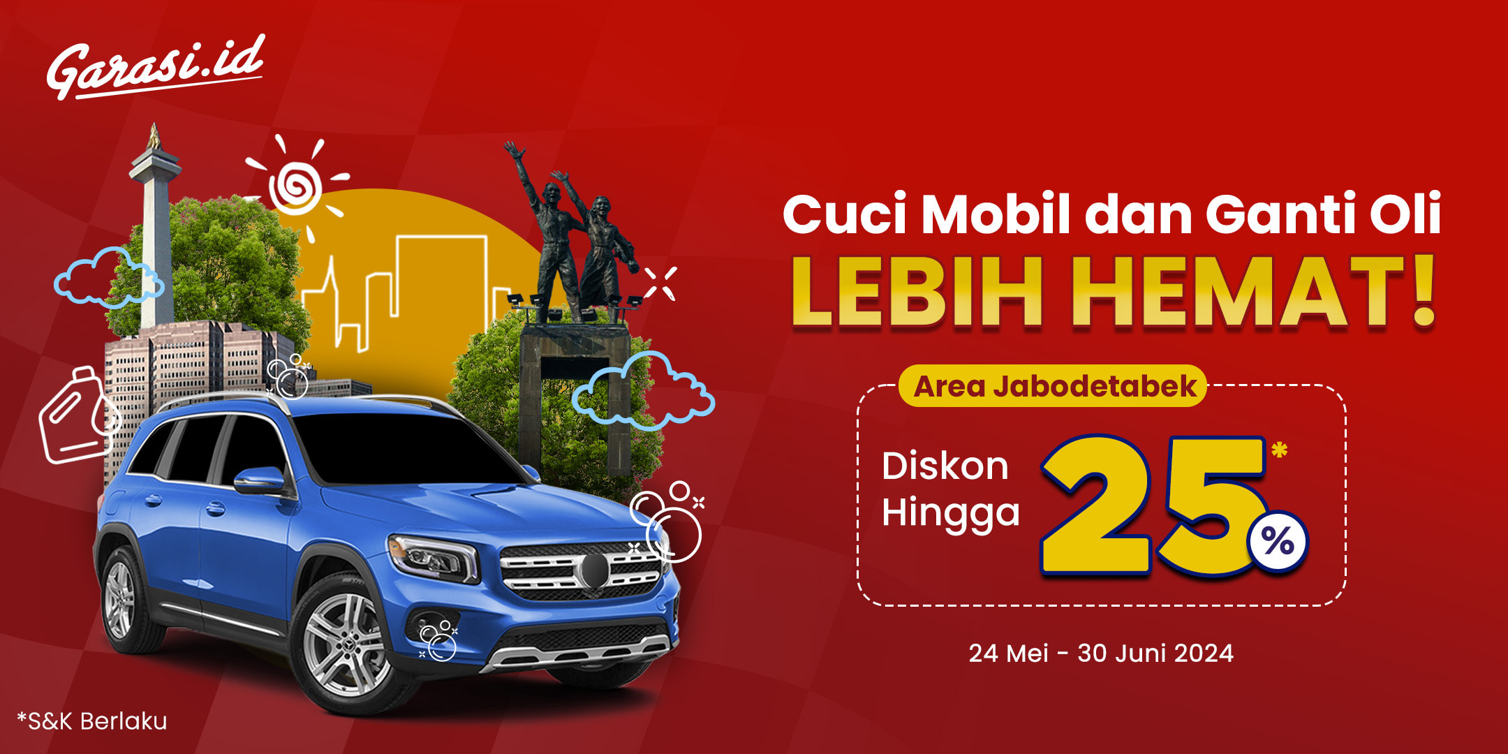 Nikmati harga khusus untuk “Ganti Oli & Cuci Mobil” khusus area Jabodetabek dengan membeli voucher servis di Garasi.id, kamu tidak perlu khawatir dengan kondisi mobil kamu apabila kamu berencana bepergian.