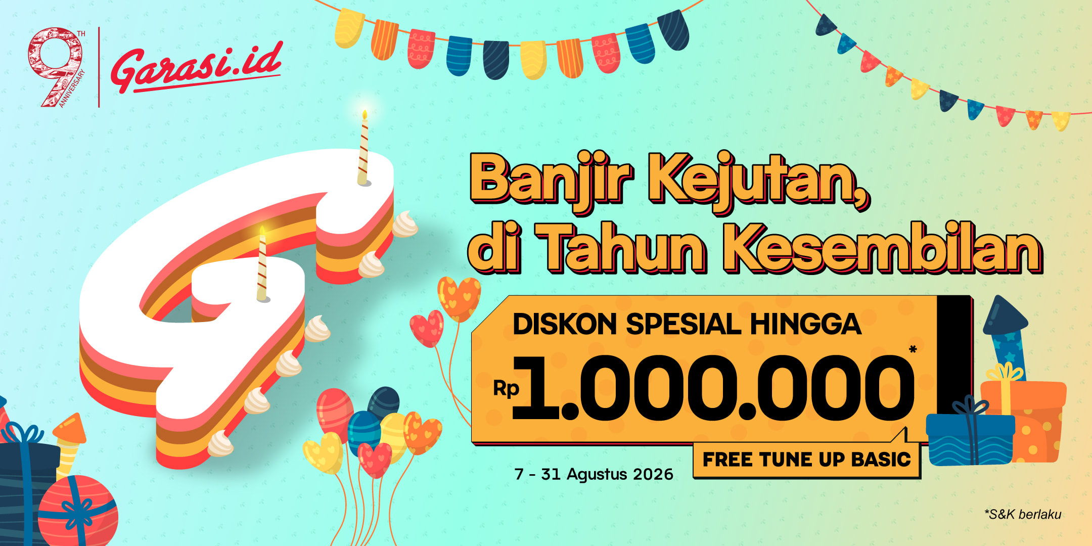 **9 Tahun Garasi.id** - Diskon hingga **Rp1.000.000** khusus Jabodetabek, Jawa Barat, Jawa Timur, Jawa Tengah, dan Area Lainnya.