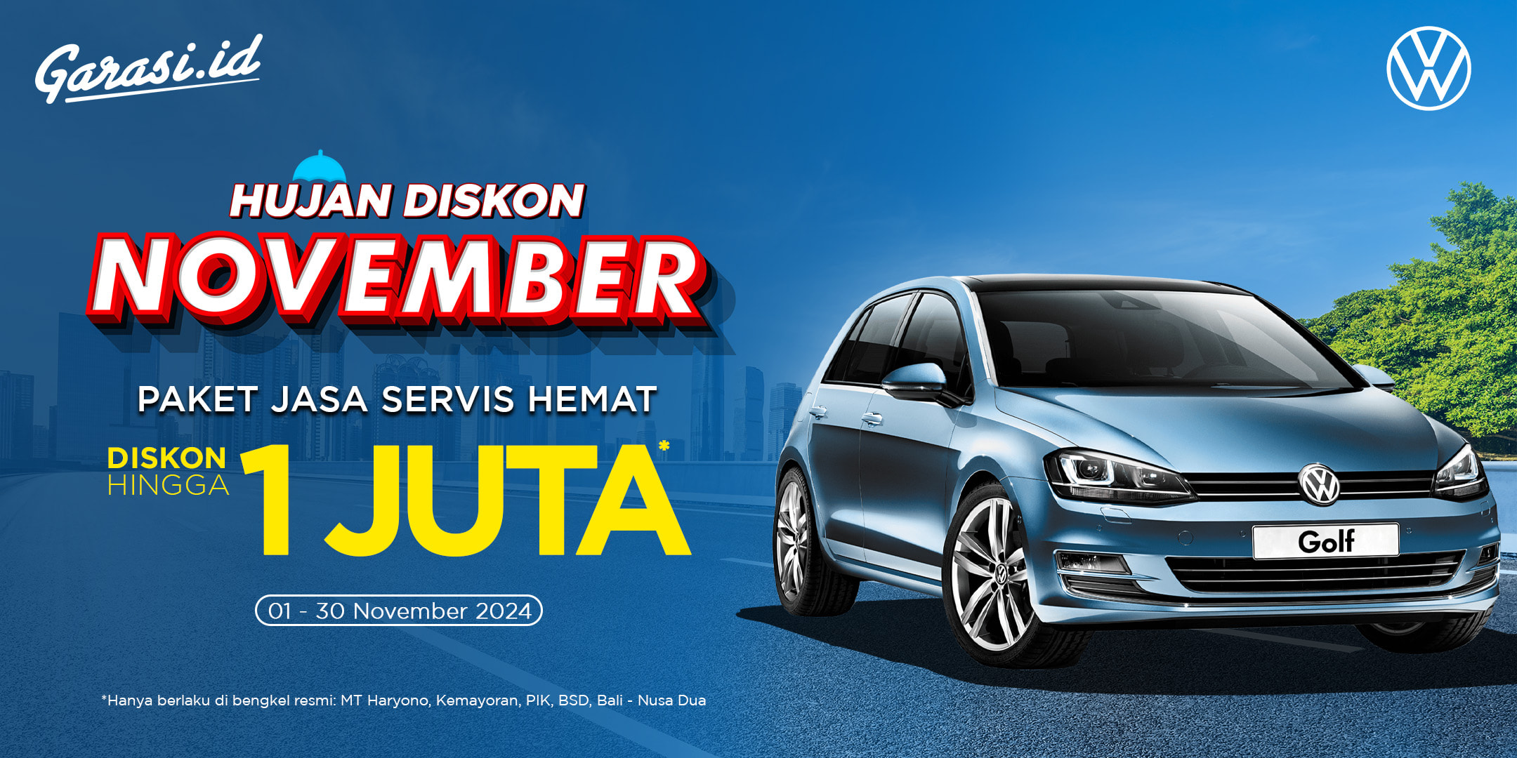 Nikmati harga khusus untuk servis mobil di Volkswagen **"Diskon  hingga Rp 1.000.000"**