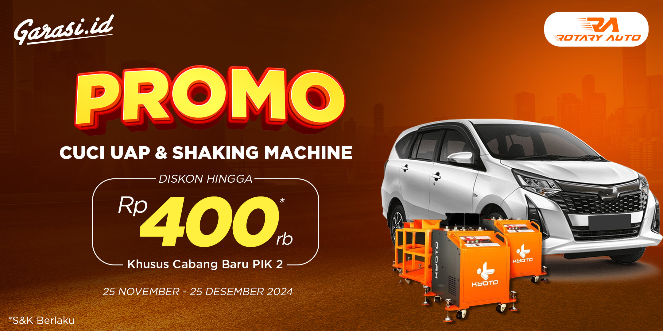 Layanan Premium, Harga Cabang Baru! Diskon hingga **Rp400.000** hanya di **Rotary Auto Cabang PIK 2!**