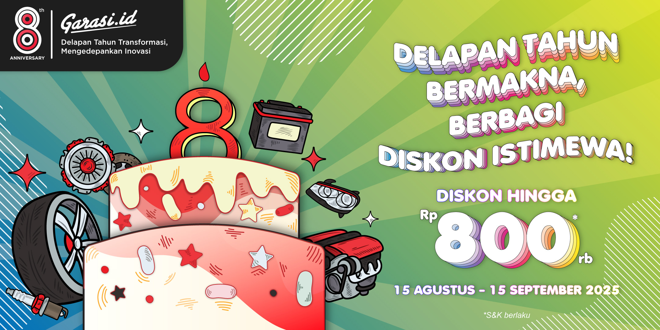 Promo Spesial Ulang Tahun Garasi.id ke 8 [ Jabodetabek, Jawa Barat, Jawa Tengah, Jawa Timur]