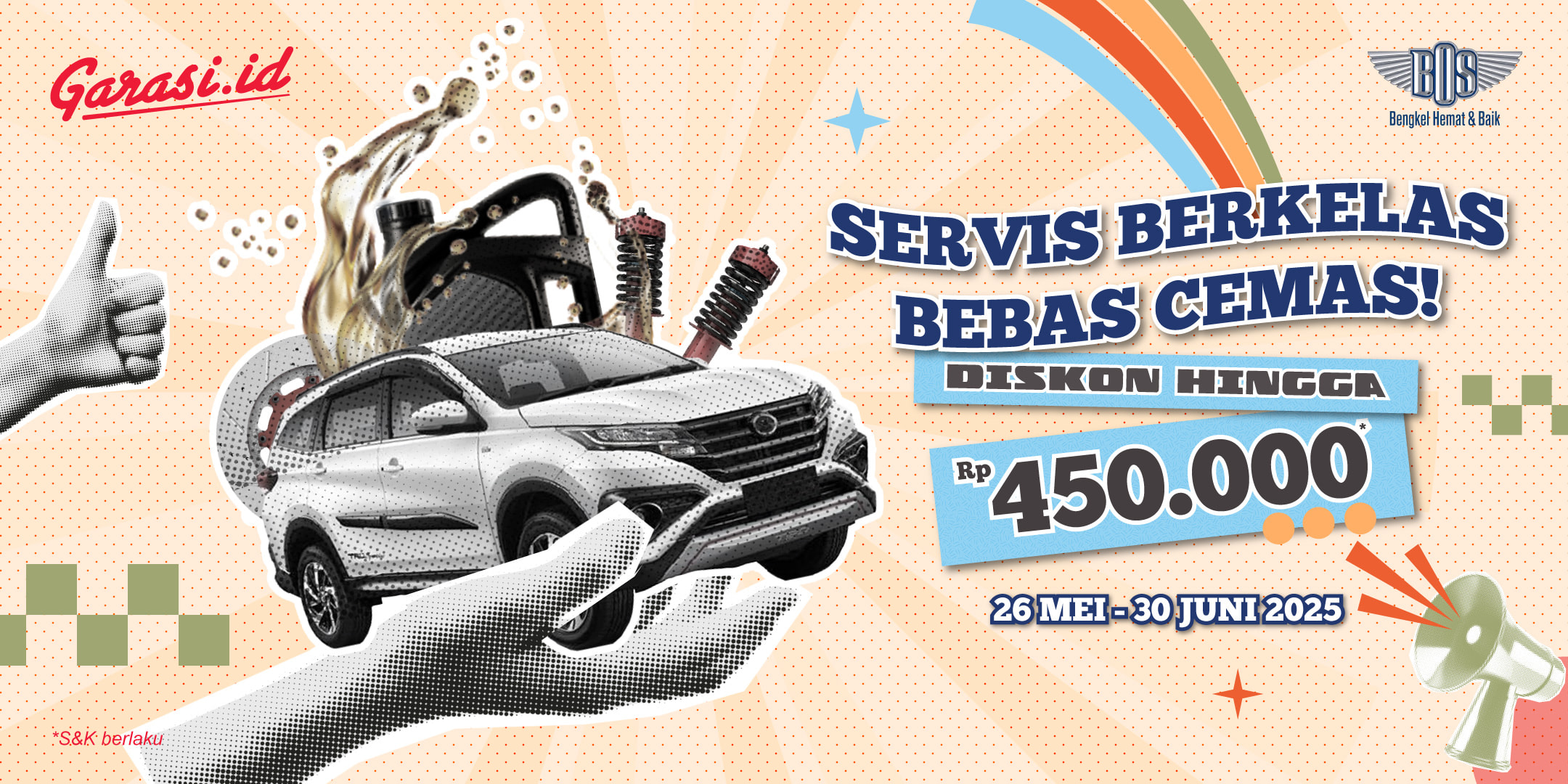 Diskon hingga Rp450.000! Servis Berkelas Bebas Cemas Mobilmu di Bengkel BOS! **Diskon hingga Rp450.000** Servis Berkelas Bebas Cemas Mobilmu di **Bengkel BOS!**