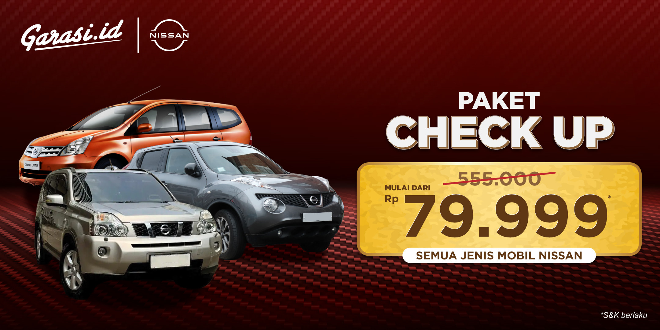Promo Terbatas!  
General Check Up Nissan (All Type) mulai dari Rp79.000.