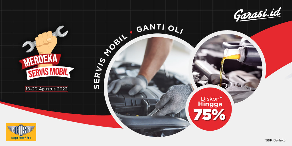 Buruan ganti oli dan servis mobil kesayangan kamu di Garasi.id karena ada promo bersama Bengkel BOS diskon hingga 75%.