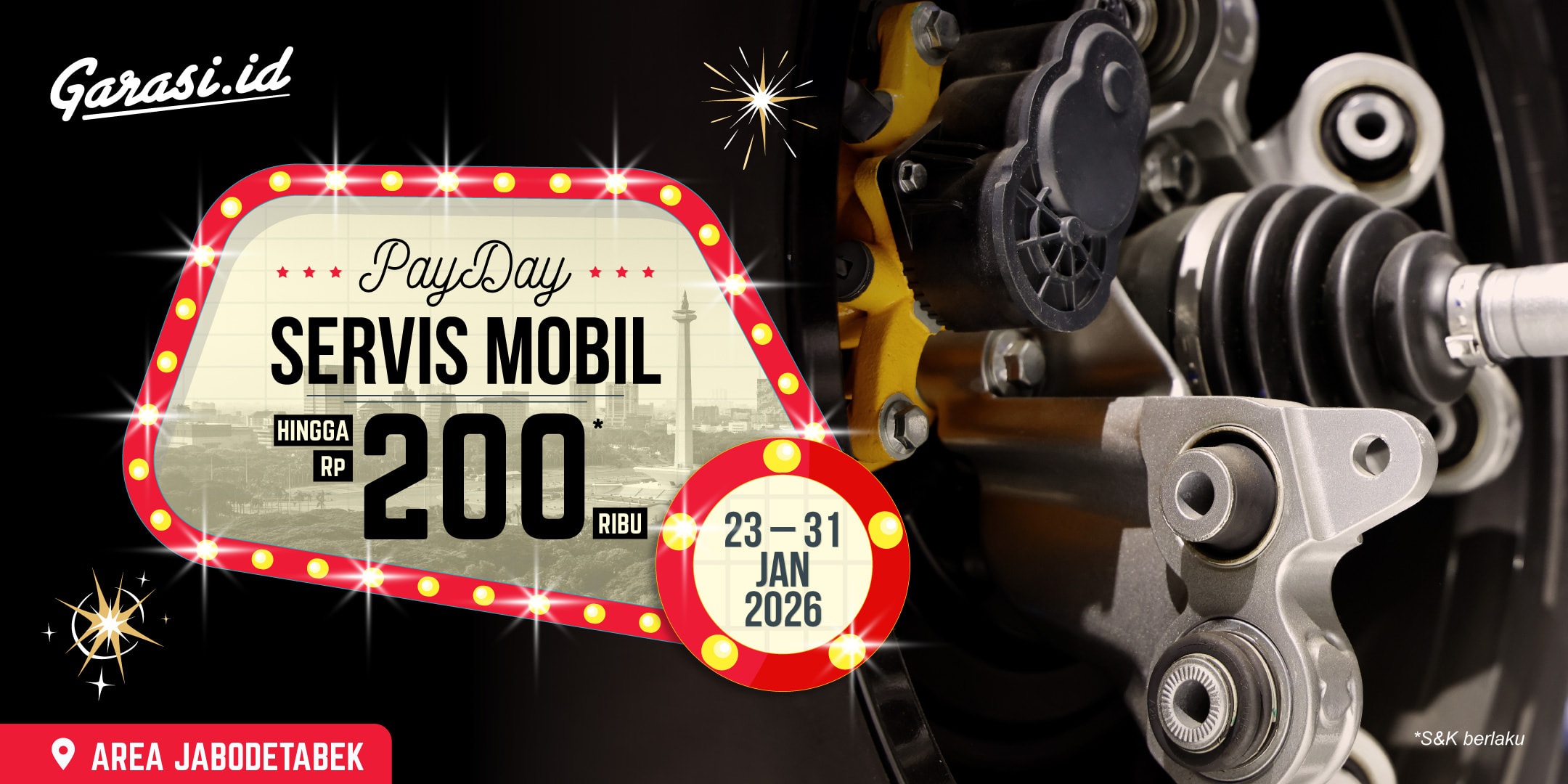 Khusus area **Jabodetabek**, dapatkan perawatan mobil hingga **Rp200.000**