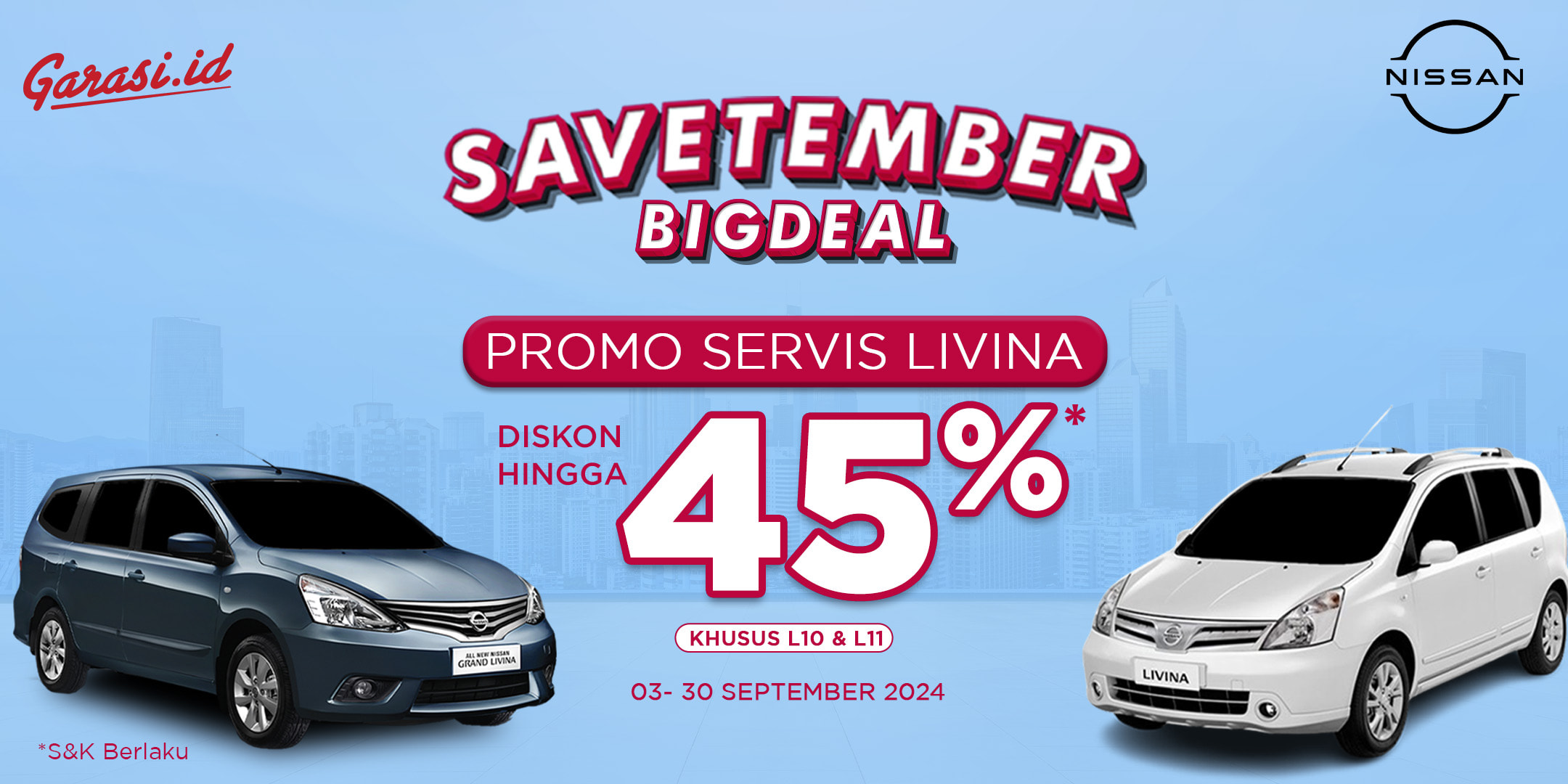 Nikmati harga khusus untuk servis mobil Nissan Livina  **"Diskon hingga 45%"**