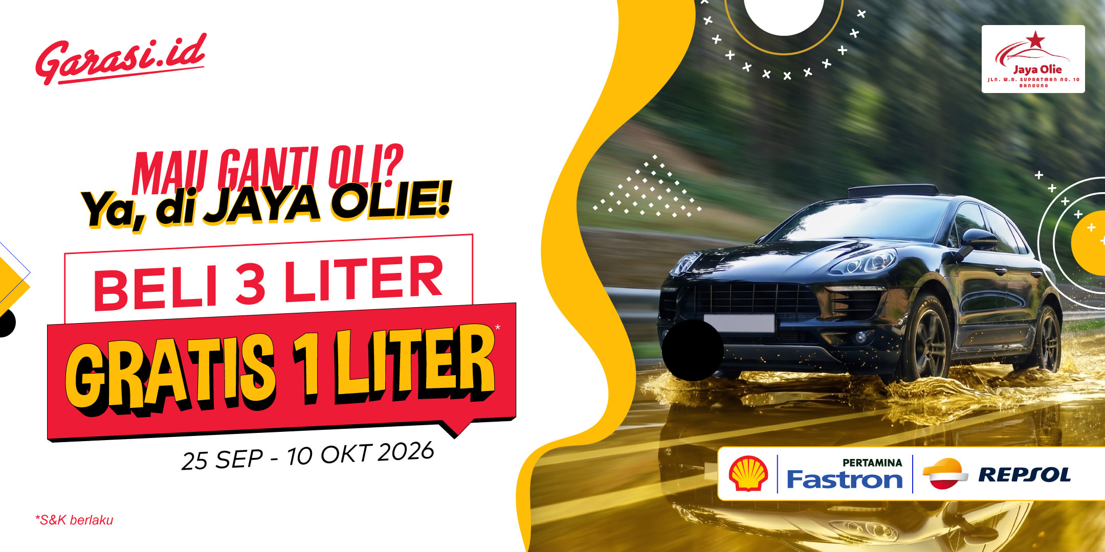 Promo Spesial Garasi.id! Beli 3 Liter Gratis 1 Liter khusus untuk produk oli pilihan di Jaya Olie Bandung! Promo Spesial Garasi.id! Beli 3 Liter Gratis 1 Liter khusus untuk produk oli pilihan di Jaya Olie Bandung!