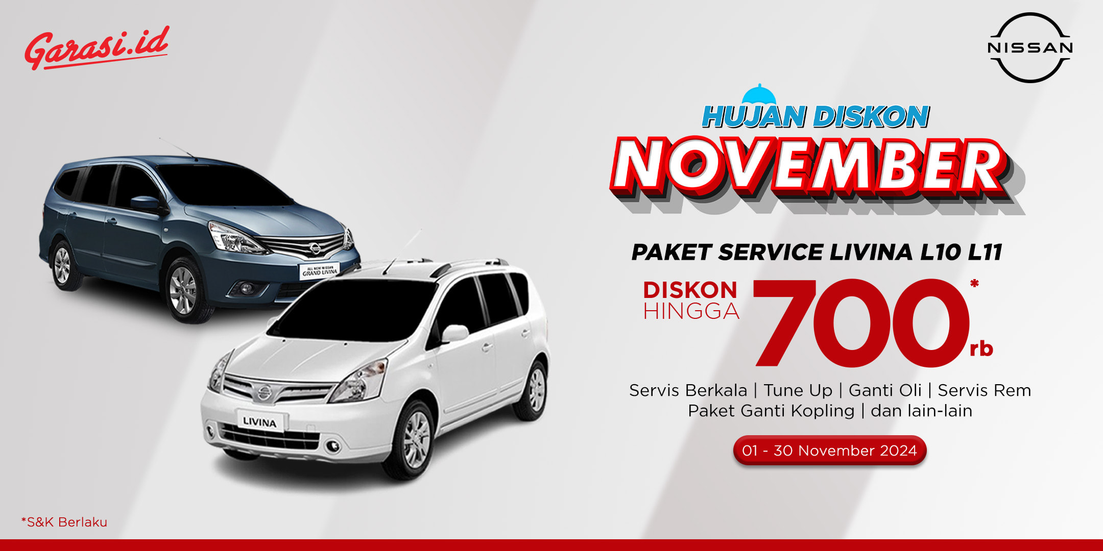 Nikmati harga khusus untuk servis mobil Nissan Livina  **"Diskon hingga Rp 700.000"**