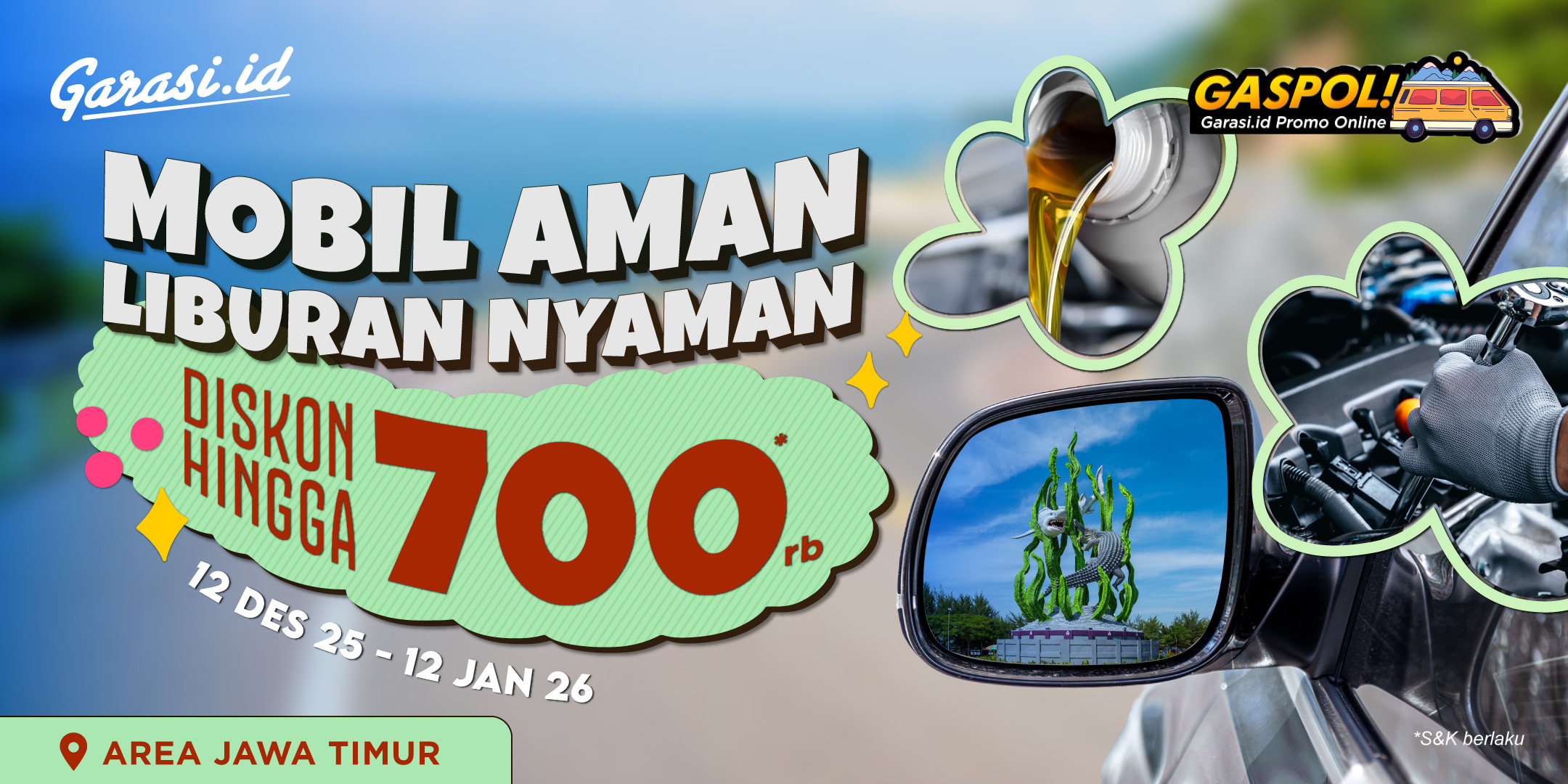 Khusus area **Jawa Timur**, dapatkan perawatan mobil diskon **hingga Rp700.000** Khusus area **Jawa Timur**, dapatkan perawatan mobil diskon **hingga Rp700.000**